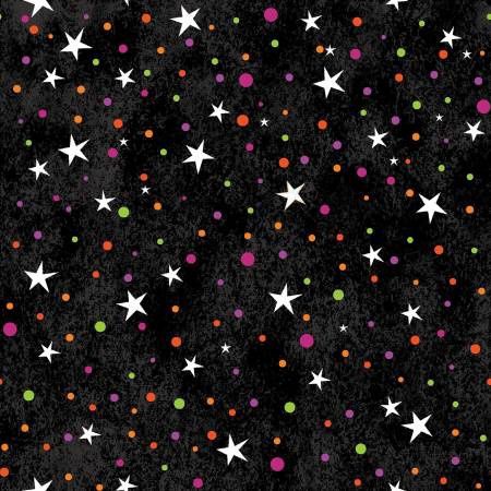 Graveyard Ghouls - Tossed Dots and Stars on Black Glow in the Dark