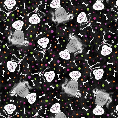 Graveyard Ghouls - Tossed Skeletons on Black Glow in the Dark