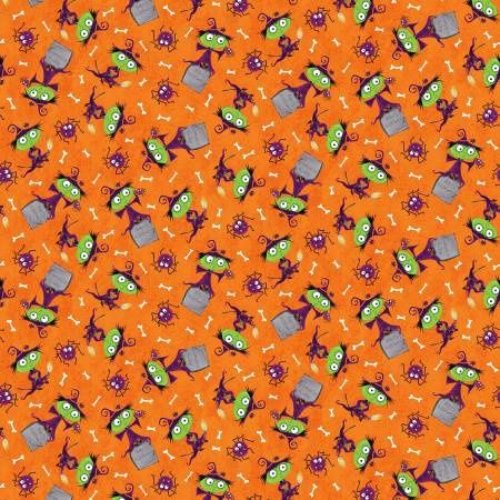 Graveyard Ghouls - Tossed Witches on Orange Glow in the Dark