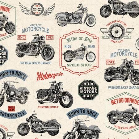 Born To Ride Beige Vintage Motorcycles - 50% Off!