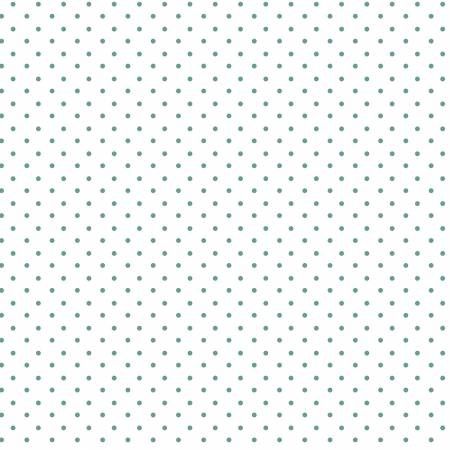 Priscillas Polkas - Green Dots on White