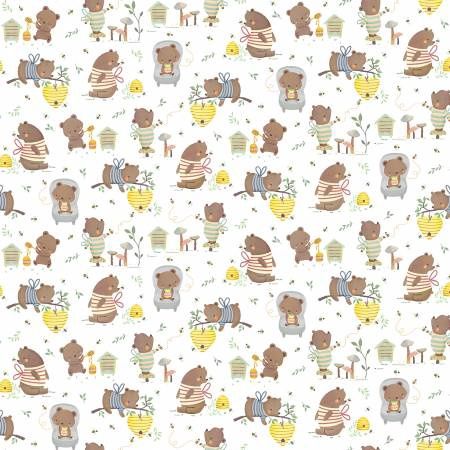 Honey Bears - Bears &amp; Bees Scene on White