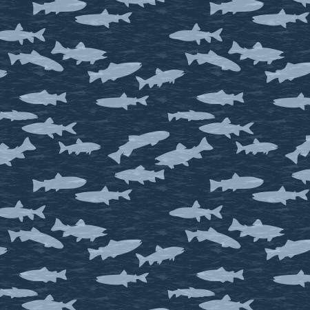 Gone Fishin - Blue Fish on Navy