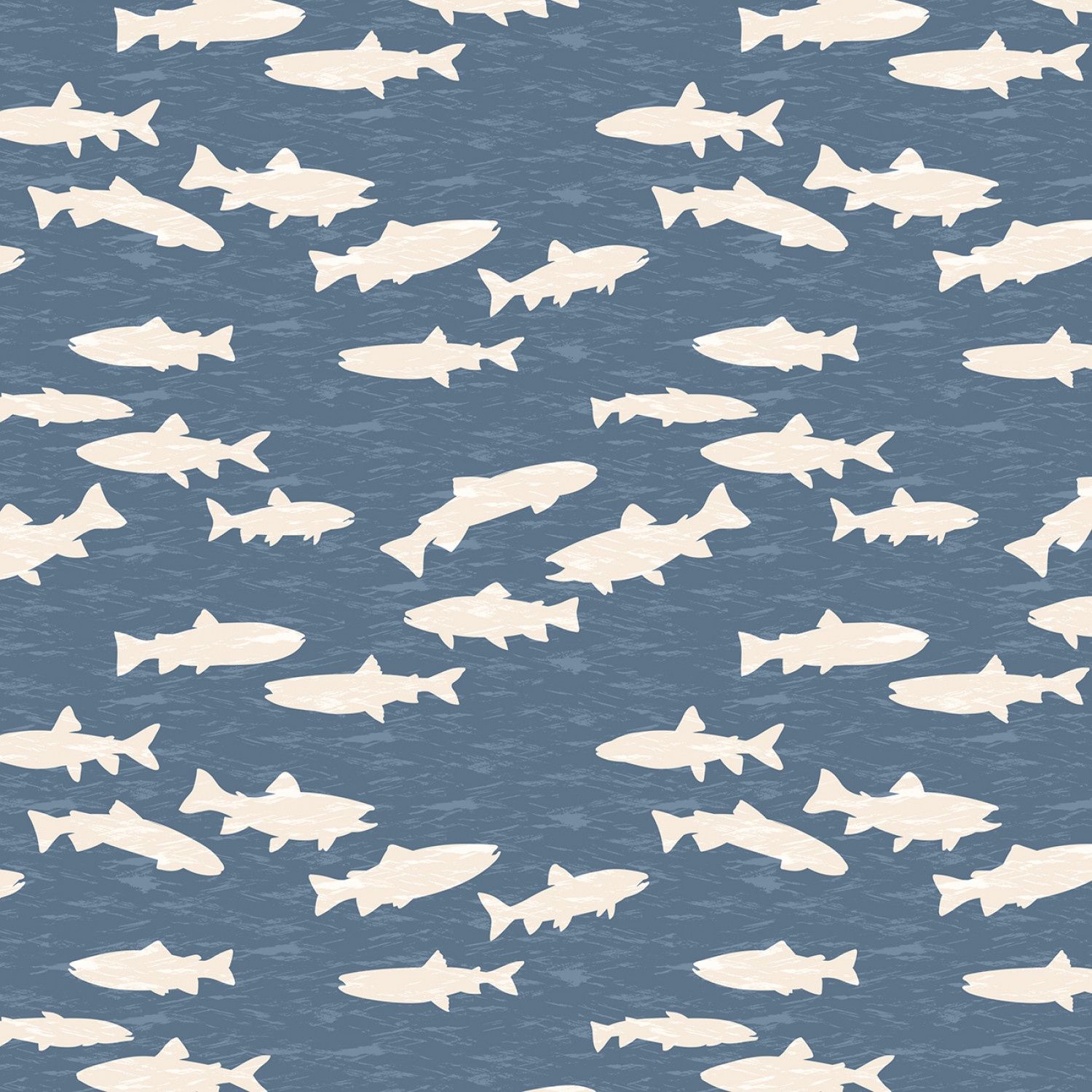 Gone Fishin - Cream Fish on Blue