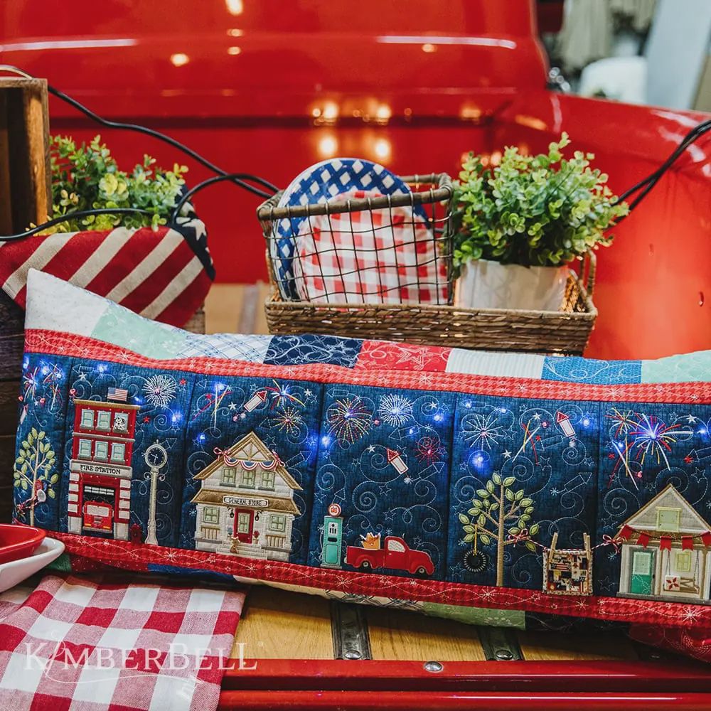 Main Street Celebration Bench Pillow - Embroidery CD - 50% Off!