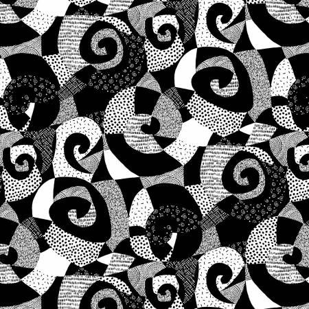Black and White Large Swirls 118&quot; Wide Width Backing