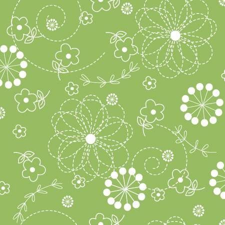 Green Flowers 72&quot; x 108&quot; WW