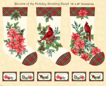 Blooms of the Holiday - Christmas Stocking Panel