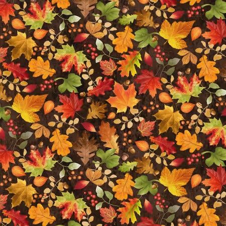 Gather With A Grateful Heart - Fall Leaves on Brown