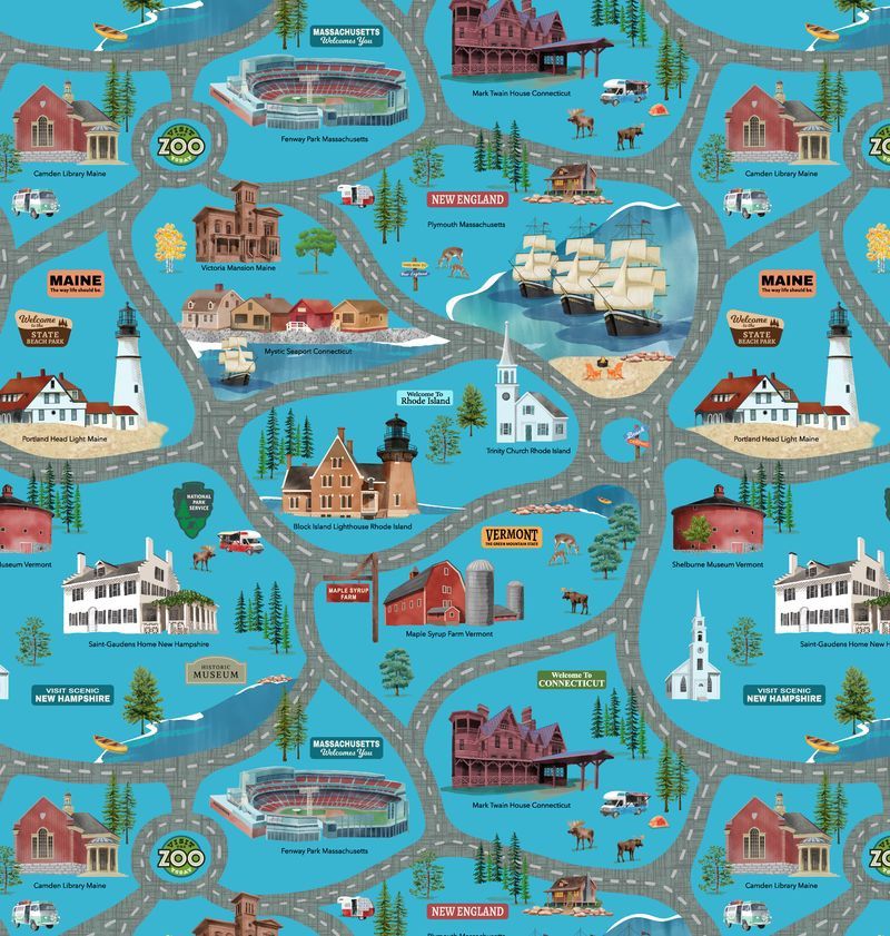 ANESH 2025 Fabric Collection - NE Road Trip Deep Aqua
