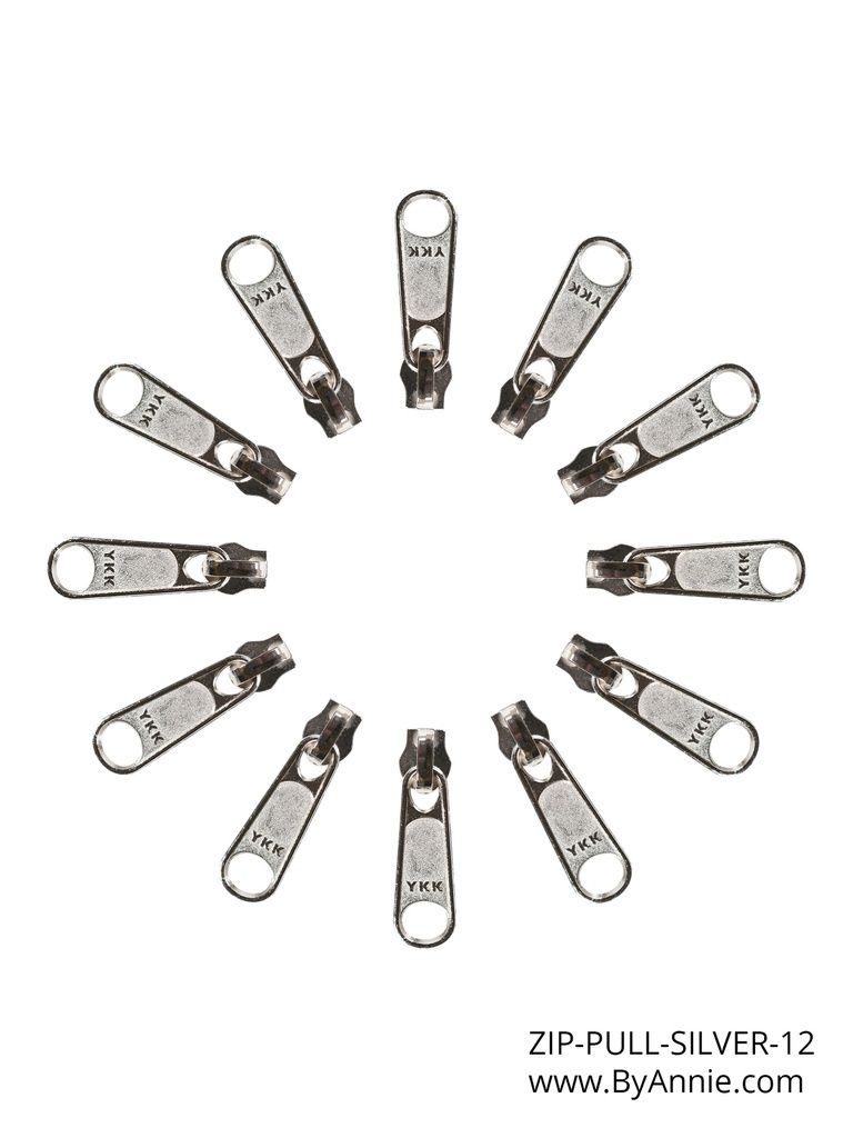 Zipper Pulls - Pack of 12 in Silver