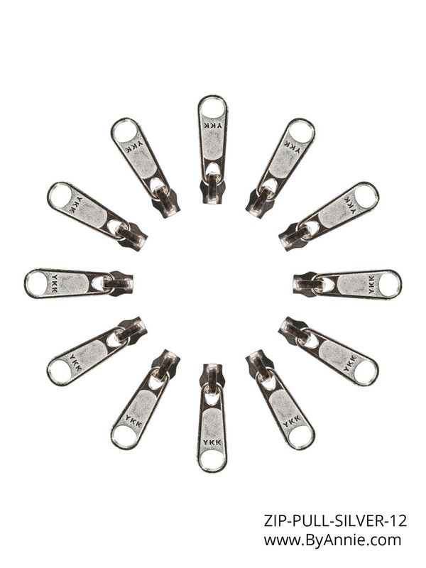 Zipper Pulls - Pack of 12 in Silver