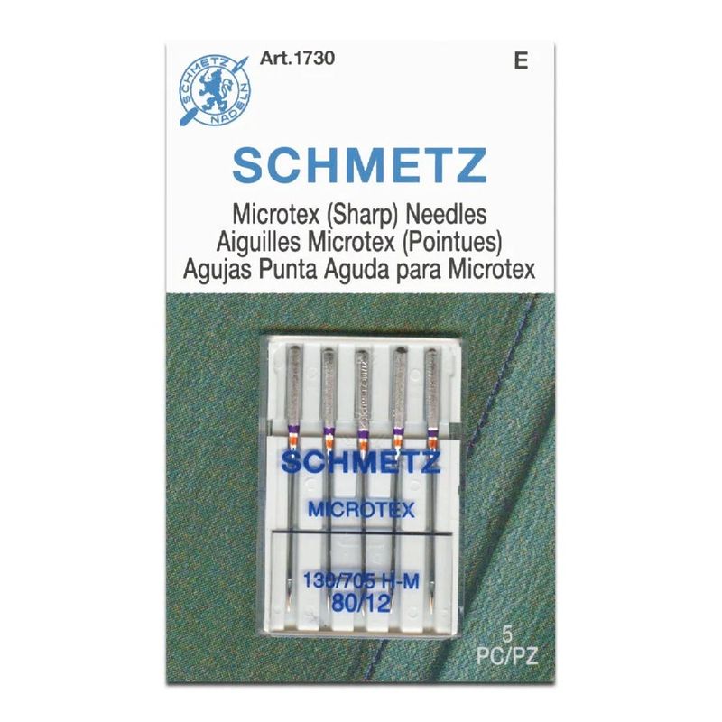 Schmetz 80/12 Microtex Sharps Sewing Machine Needles