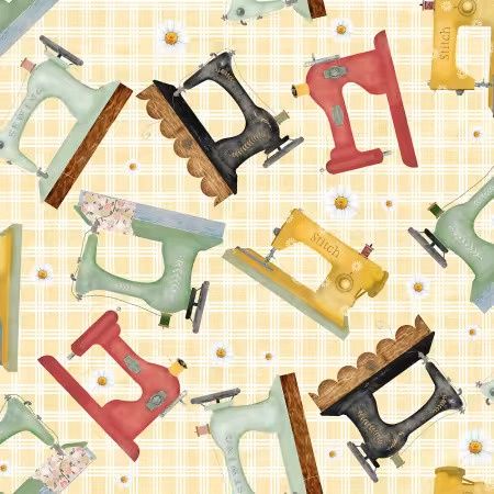 Shop Hopping - Sewing Machines on Yellow