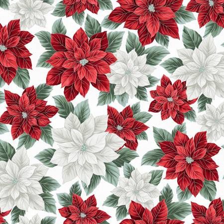 Christmas Splendor, Material: Poinsettas w Silver Metallic