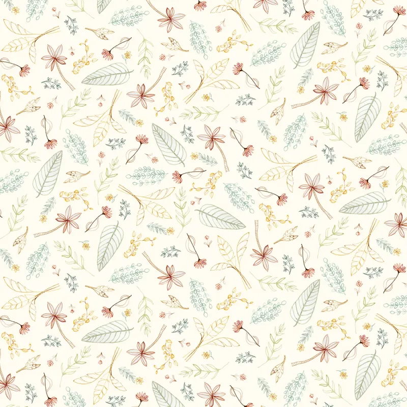 Mini Menagerie - Tossed Leaves on Cream