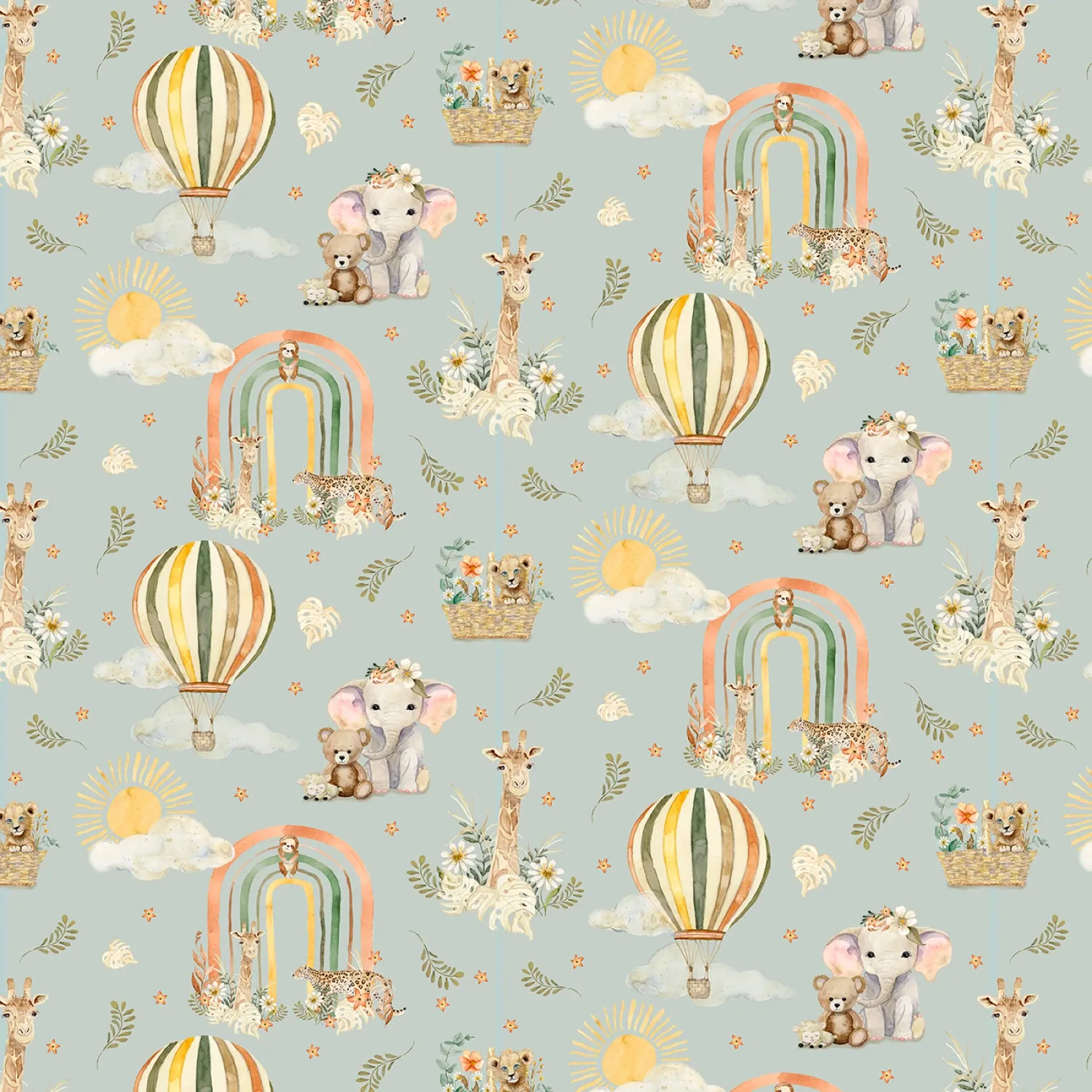 Mini Menagerie - Wild Animals on Teal