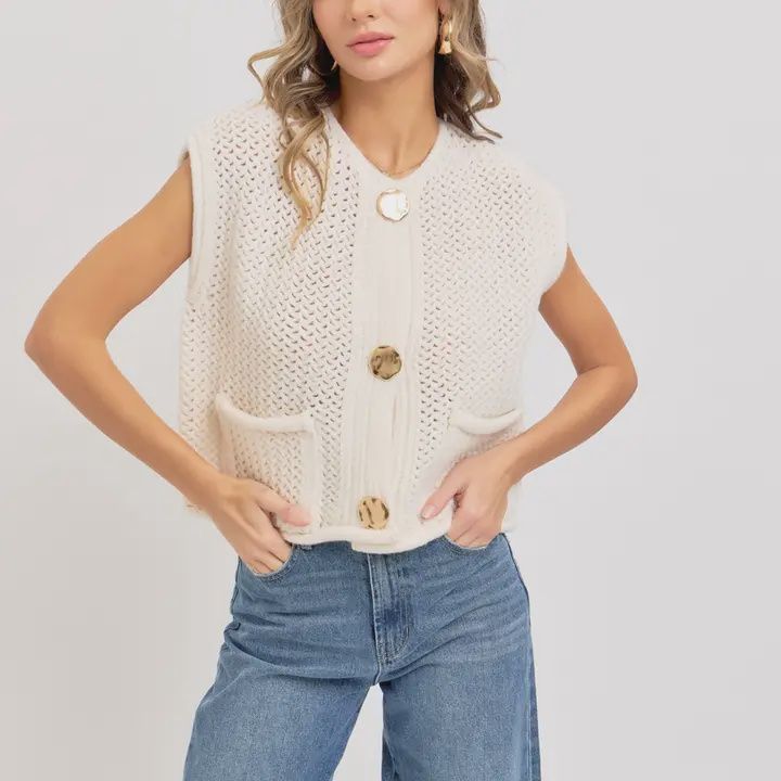 Button Knit Vest Top