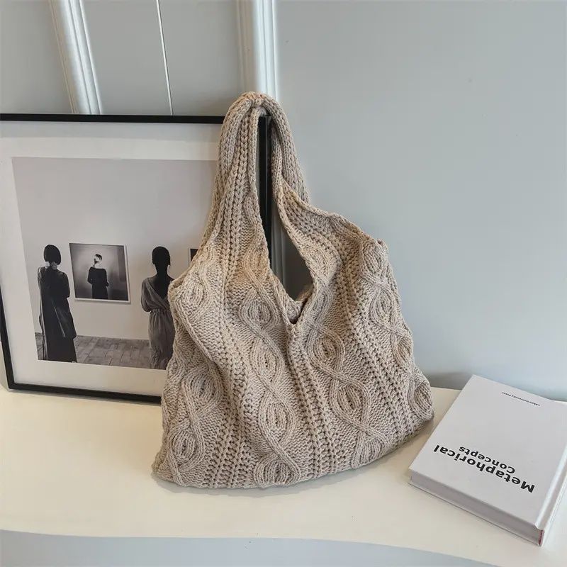 Crochet Tote Bag Hand-Woven Wool Bag