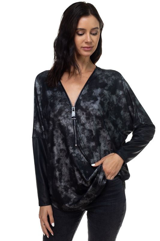 Dolman Sleeve Zipper Top