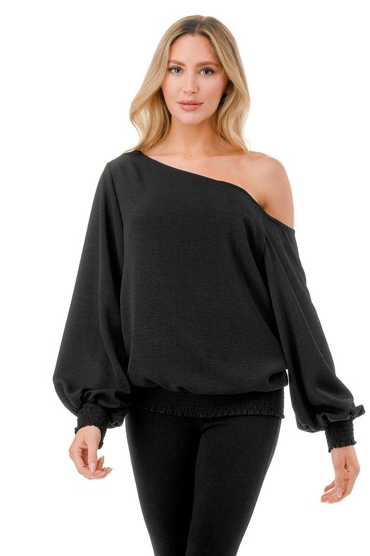 Off Shoulder Smocking Detail Top