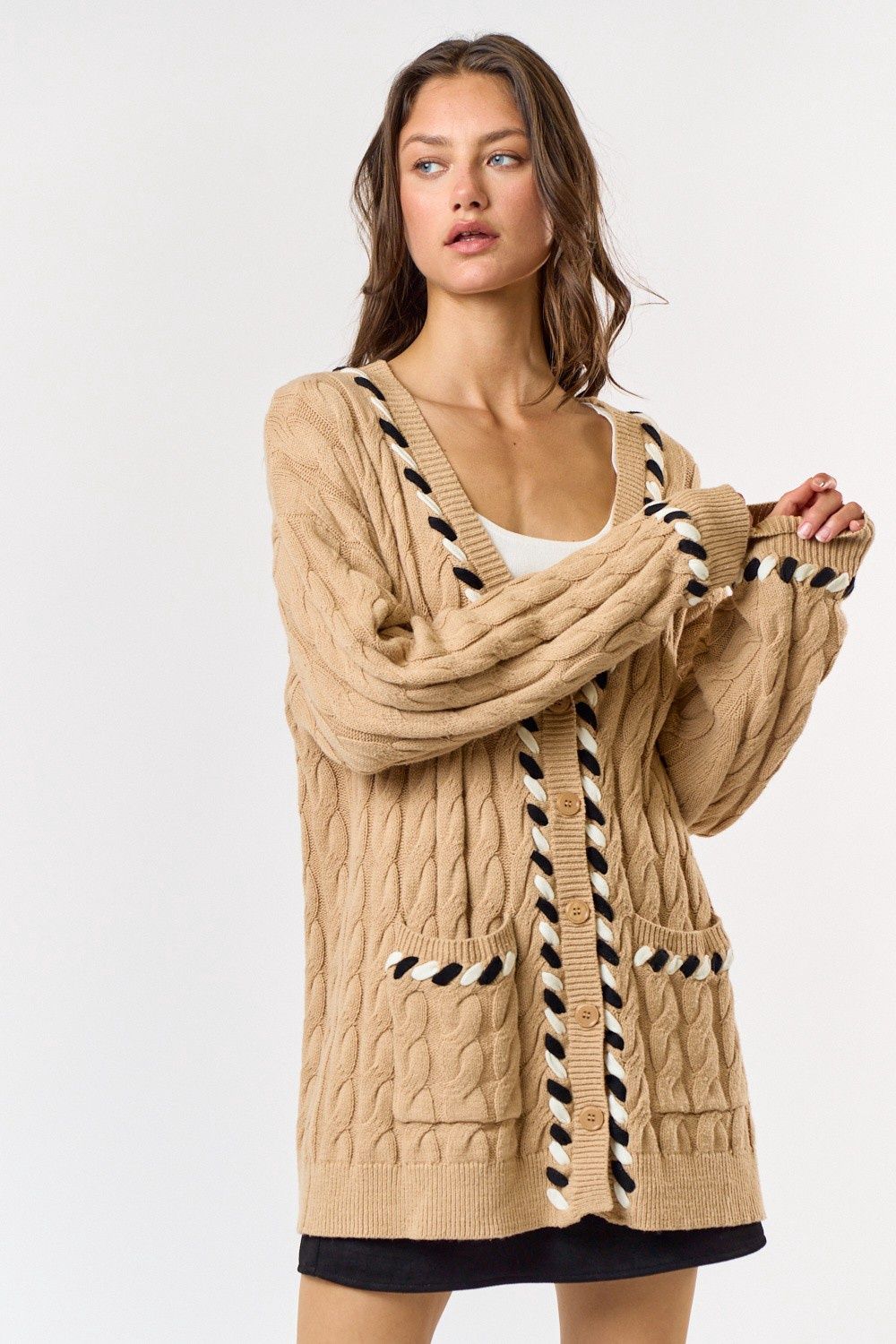 Contrast Stitch Cardigan