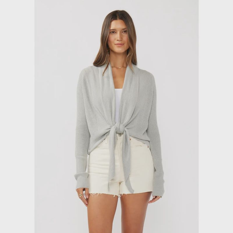 Waffle Knit Tie Front Cardiganlo