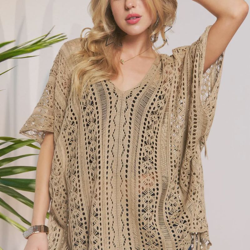Crochet Poncho Tunic Top