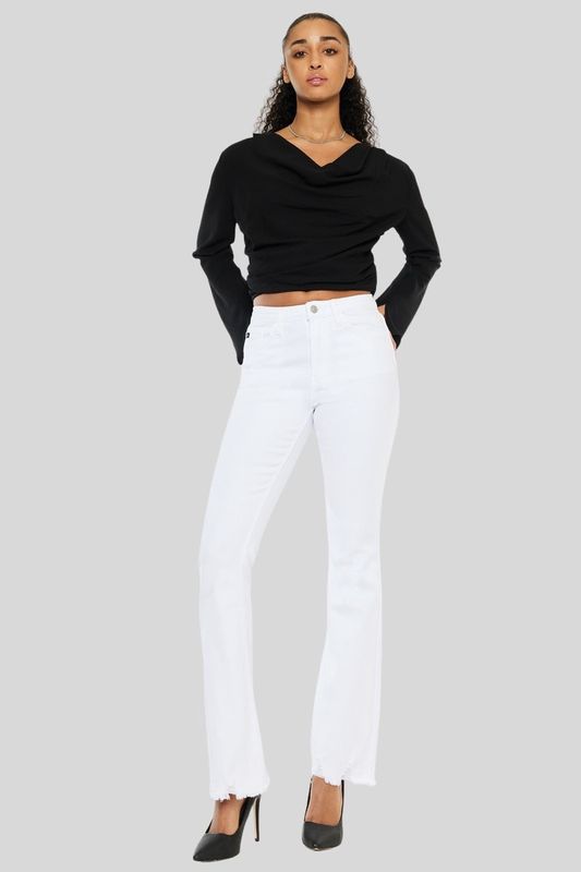 Kancan White High Rise Bootcut Jeans