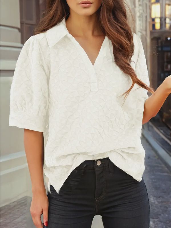Textured V Neck Top