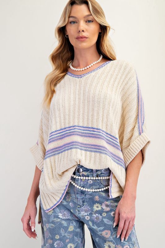 Vneck Ribknit Top
