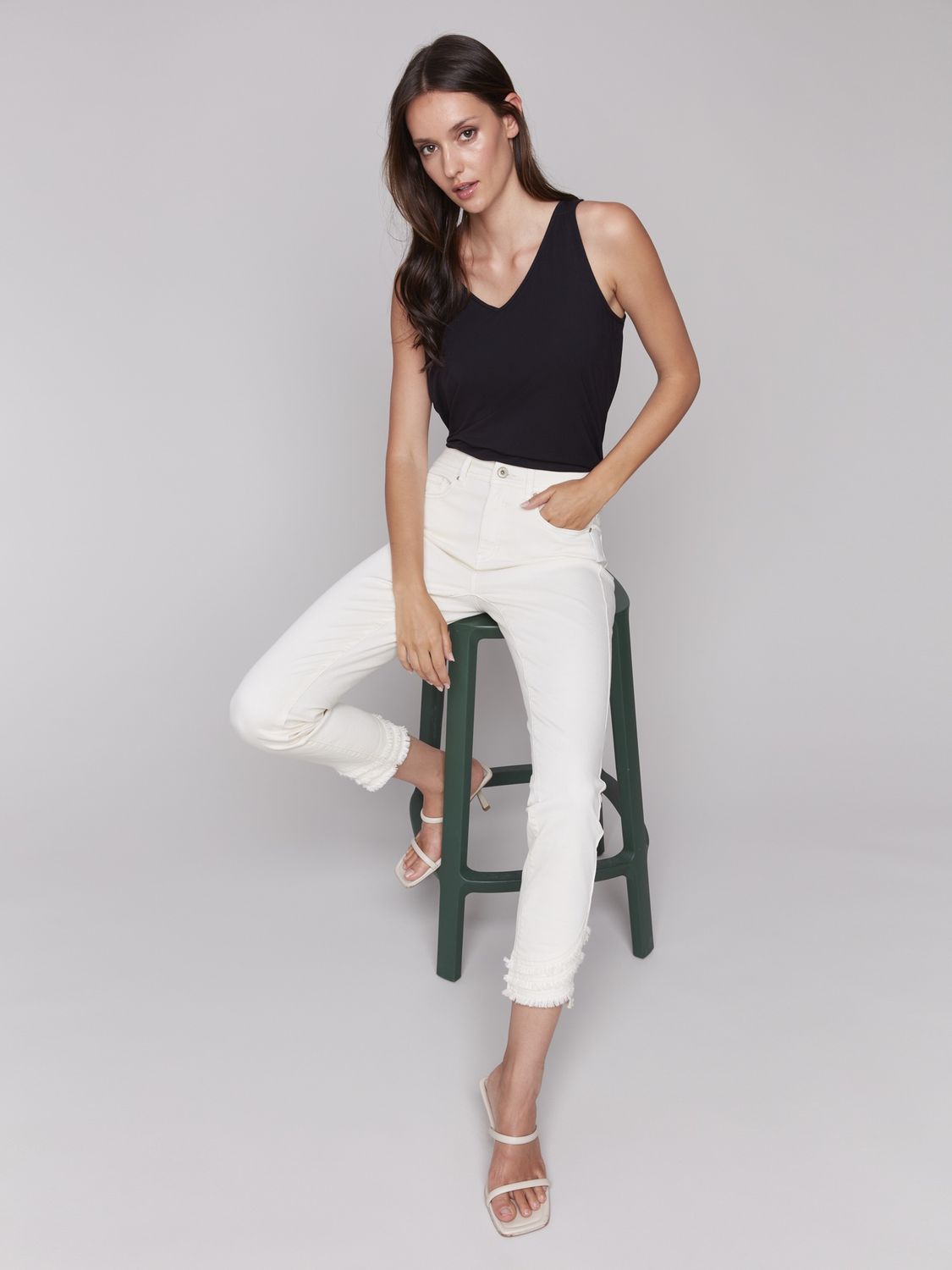 Charlie B. Frayed Hem Denim Pants