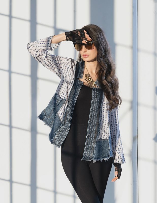 Denim and Chiffon Jacket