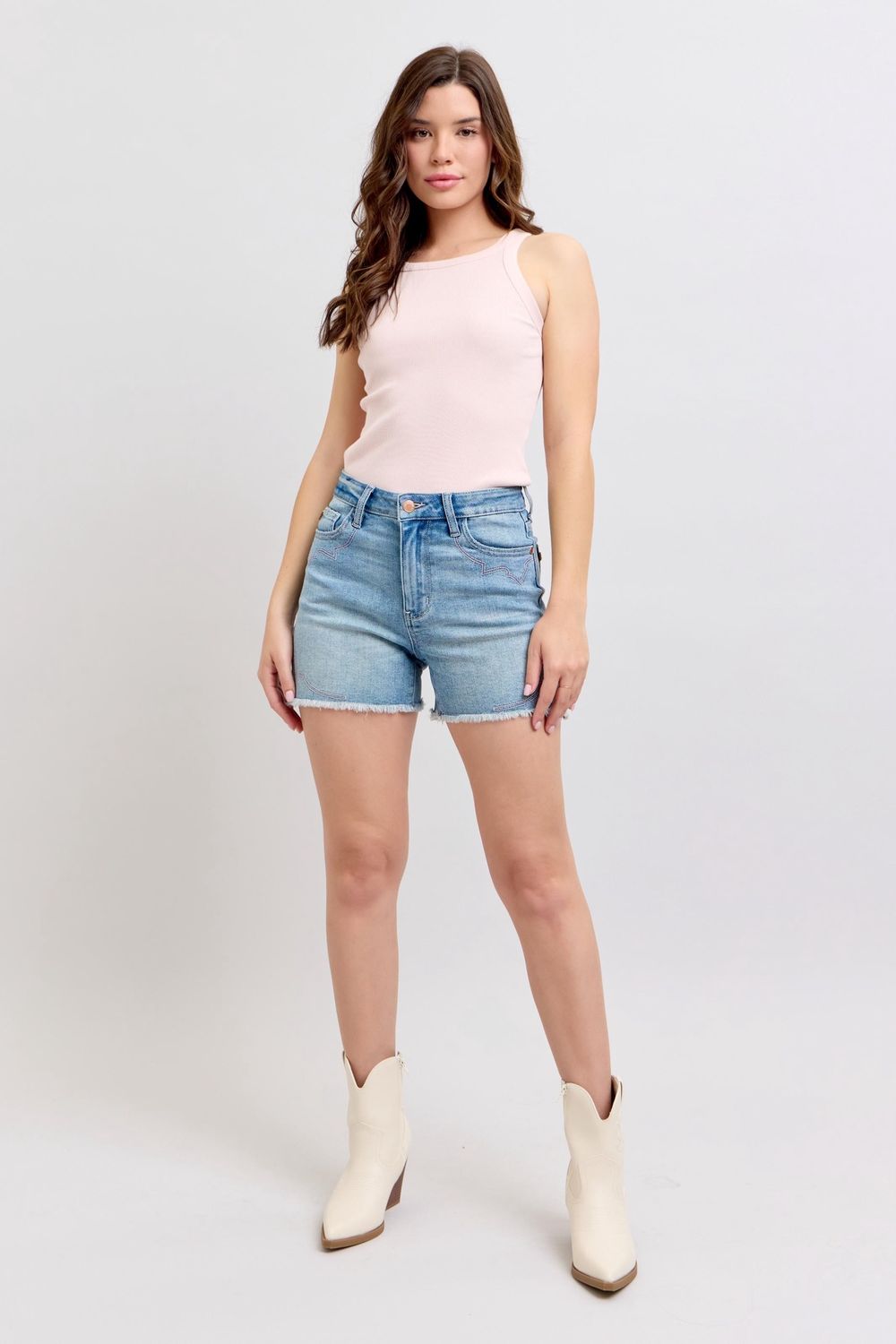 Judy Blue HW Western Cut Off Shorts