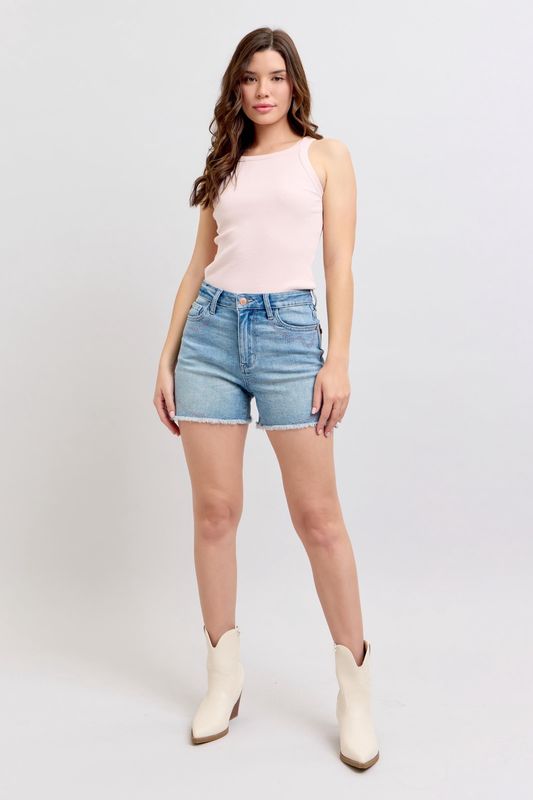 Judy Blue HW Western Cut Off Shorts