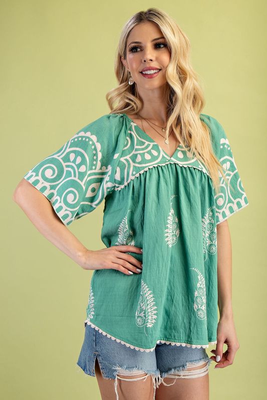 Short Sleeve V-neck Top