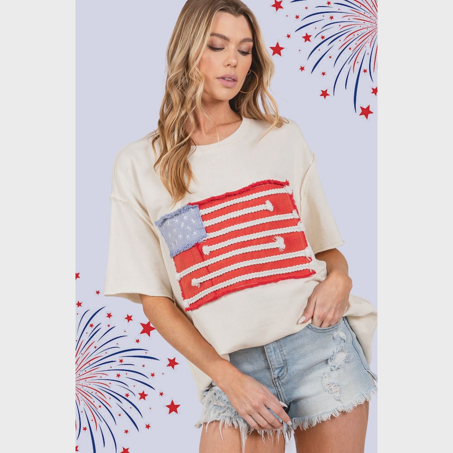 American Flag Patch Top