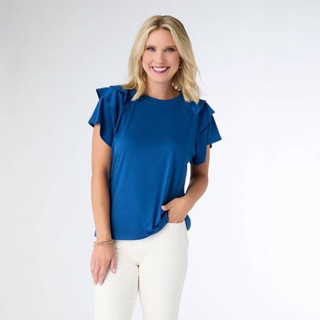 Mandy Cap Sleeve Ruffle Tee