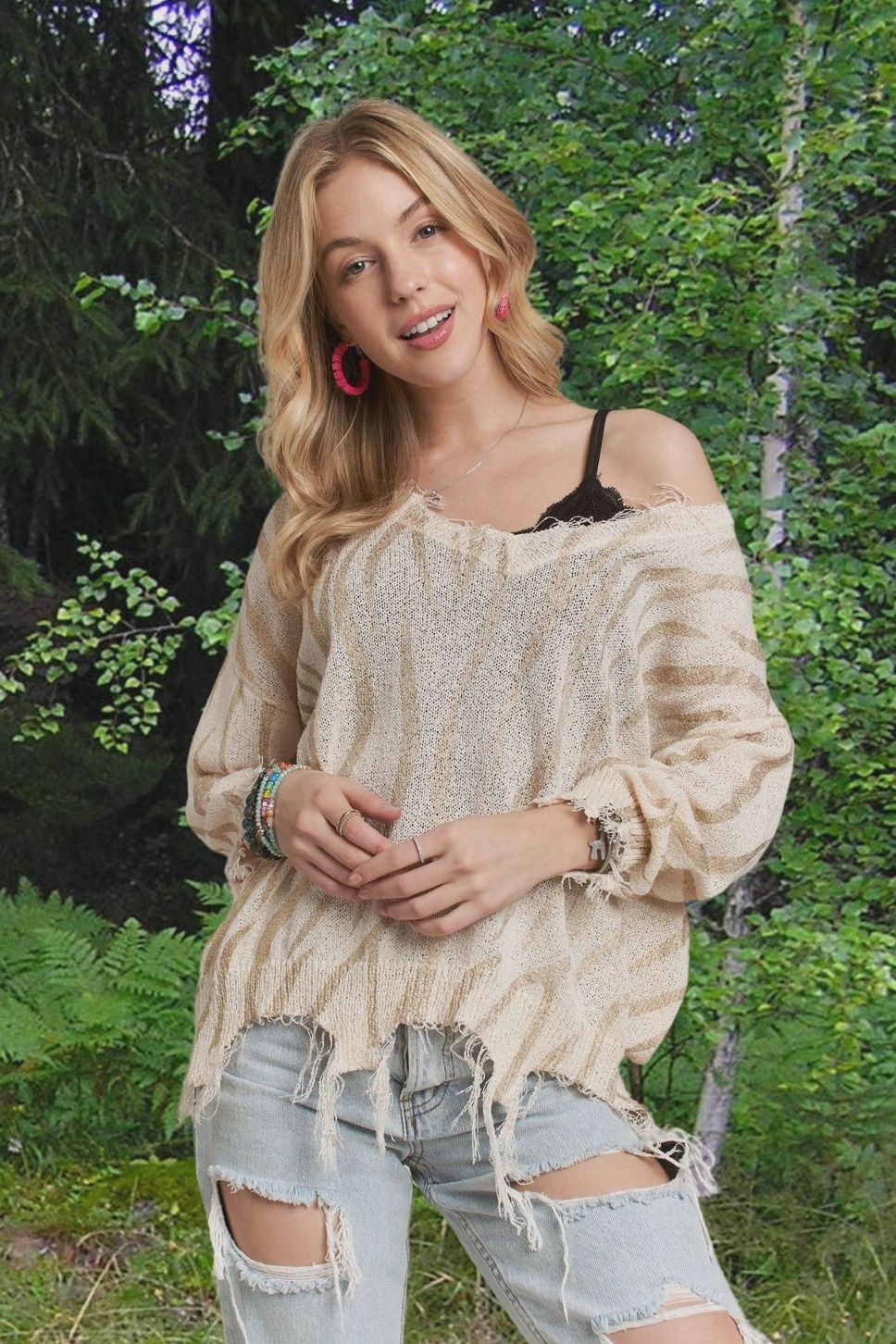 Frayed Zebra Sweater Knit