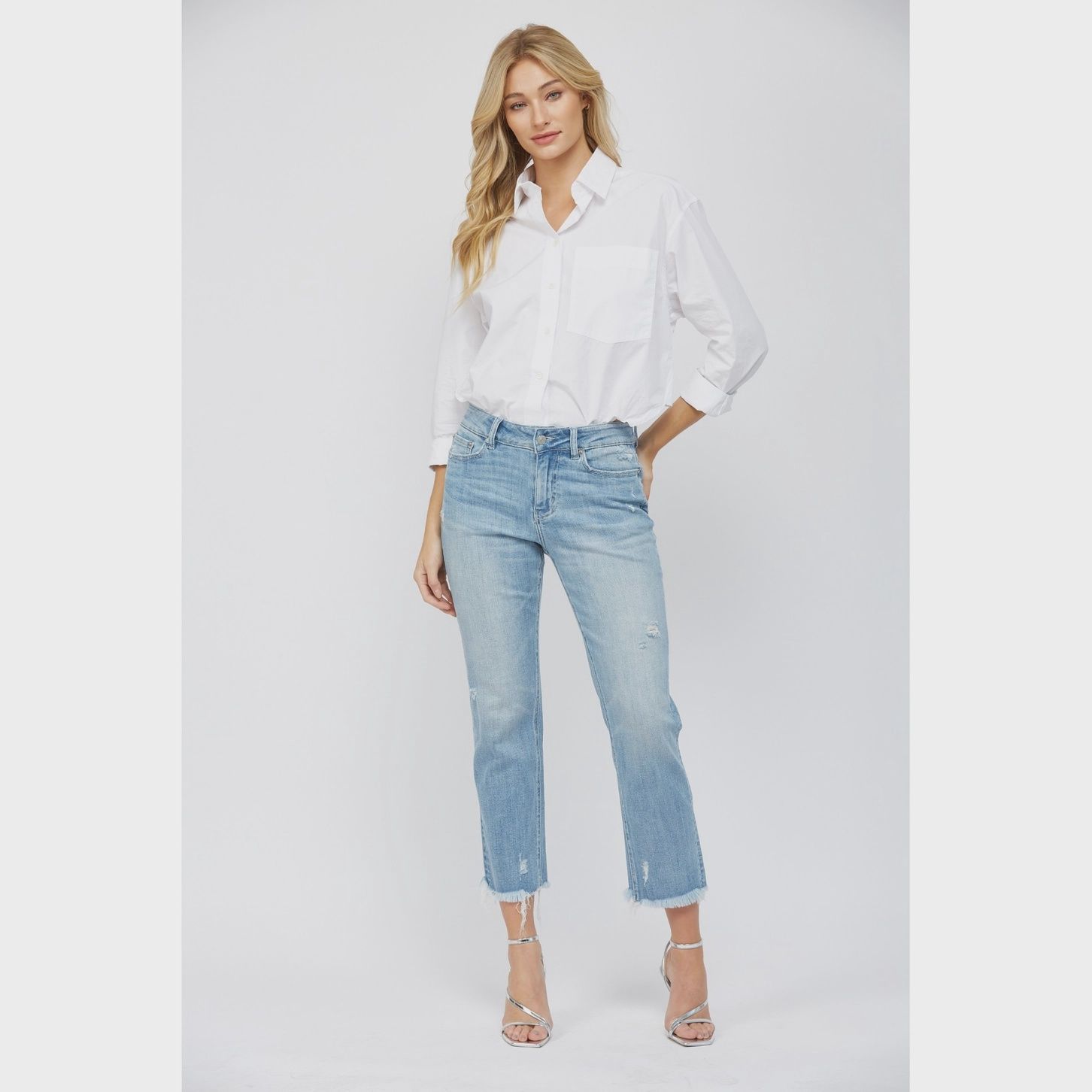 Mica Denim Mid Rise Cigarette Crop