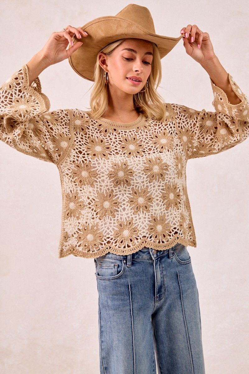 Flower Crochet Knit Top