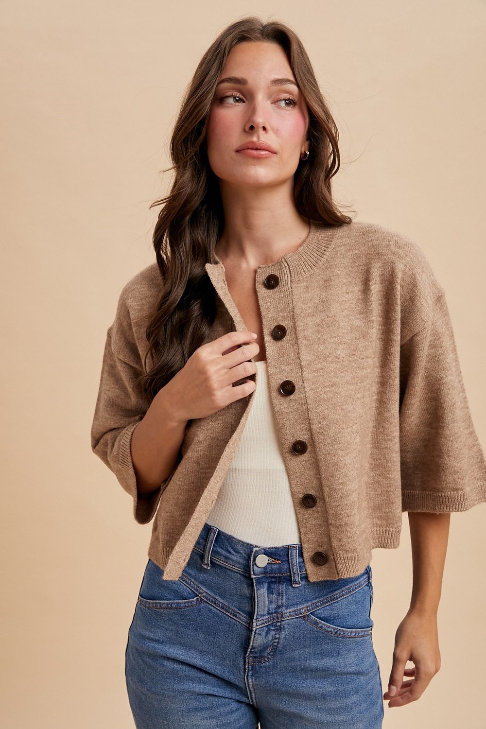 Half Sleeve Knit Cardigan