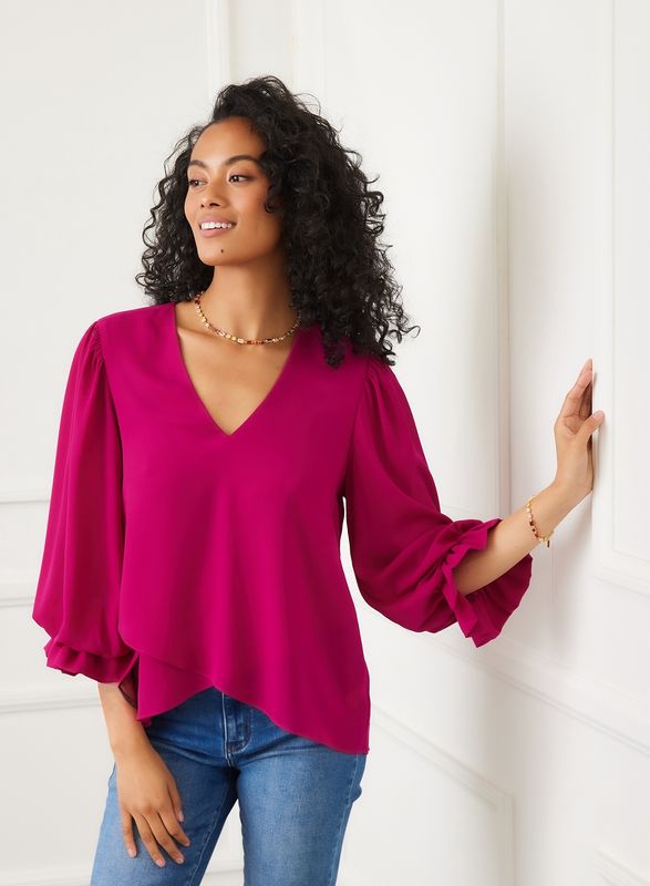 Layered Sleeve Asymmetric Top