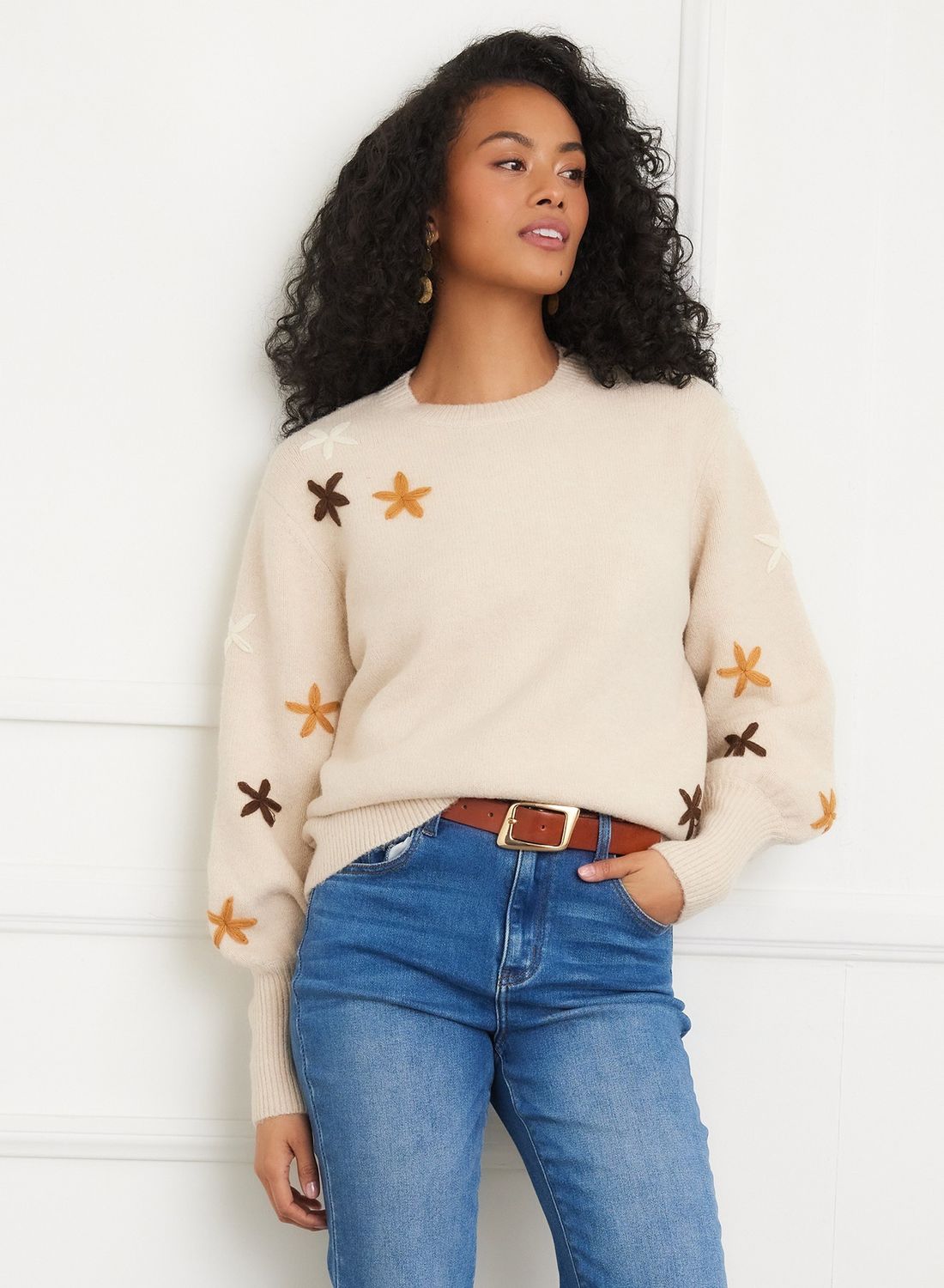 Embroidered Flower Sweater