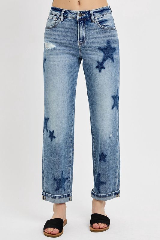 RISEN Midrise Boyfriend Star Jeans