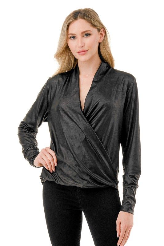 Crossover Top in Faux Leather