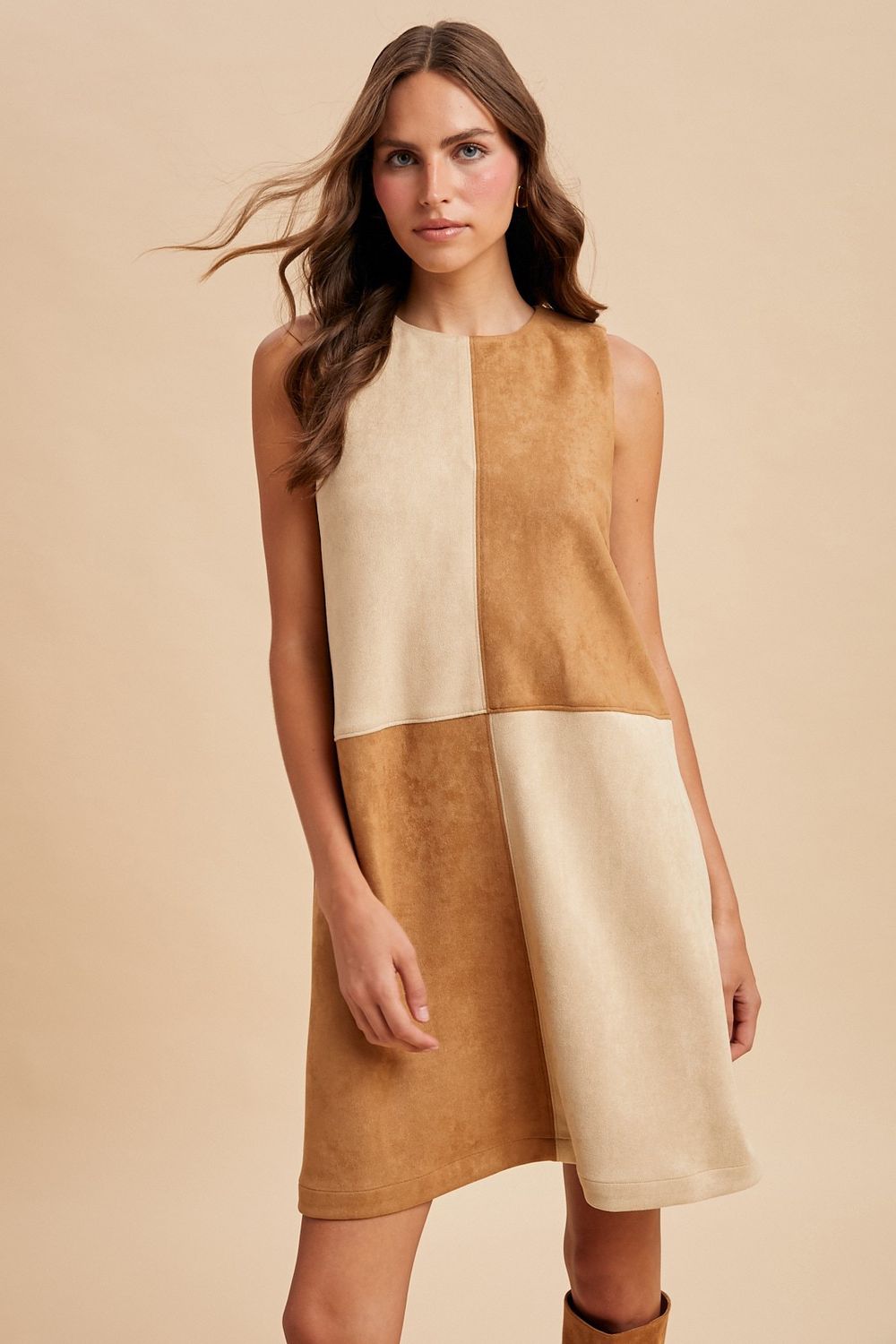 Color Block Suede Mini Dress
