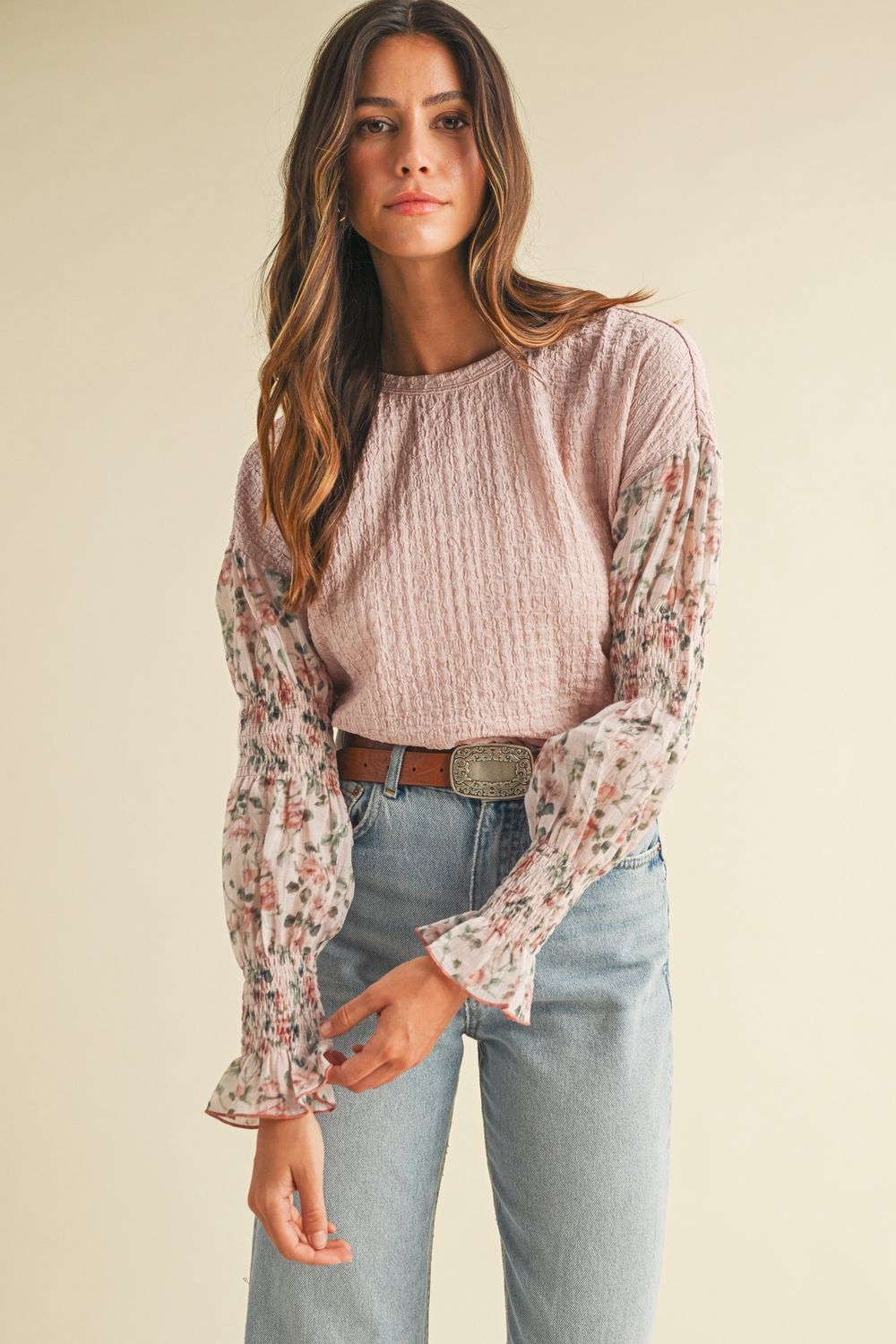 Mix Media Floral Top