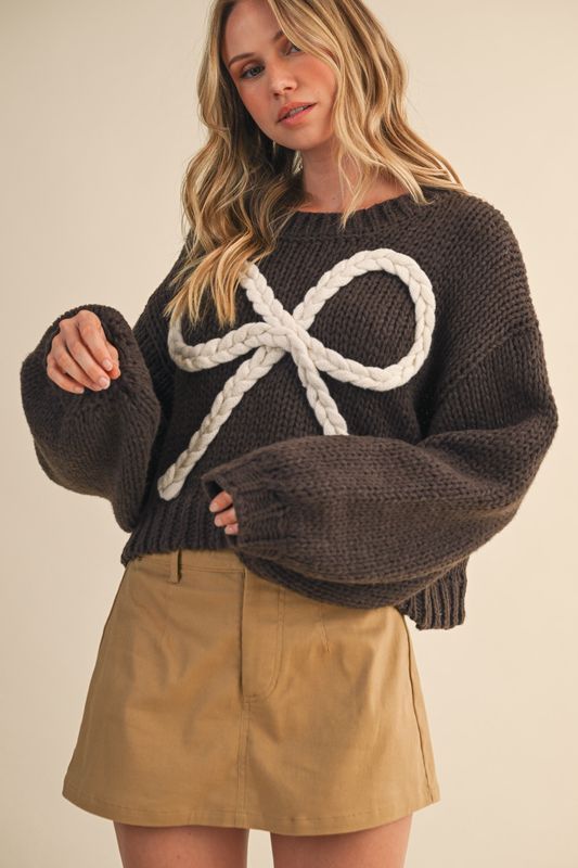 Braided Ribbon Chunky Sweater