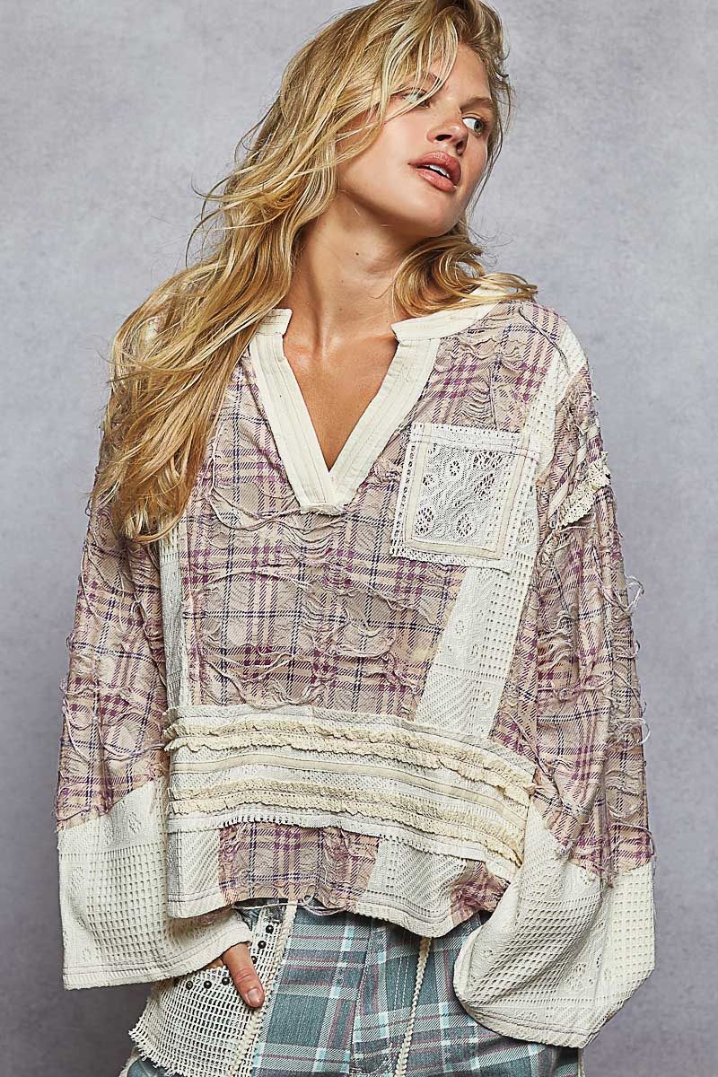 POL Plaid Knit Top